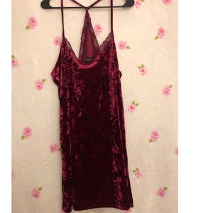 Maroon/Burgandy Crushed Velvet Lingerie Nightgown